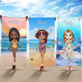 Toalla de playa personalizada de microfibra de secado rápido con el nombre del personaje submarino del verano Regalo de cumpleaños esencial de viaje de verano para mujeres y niñas