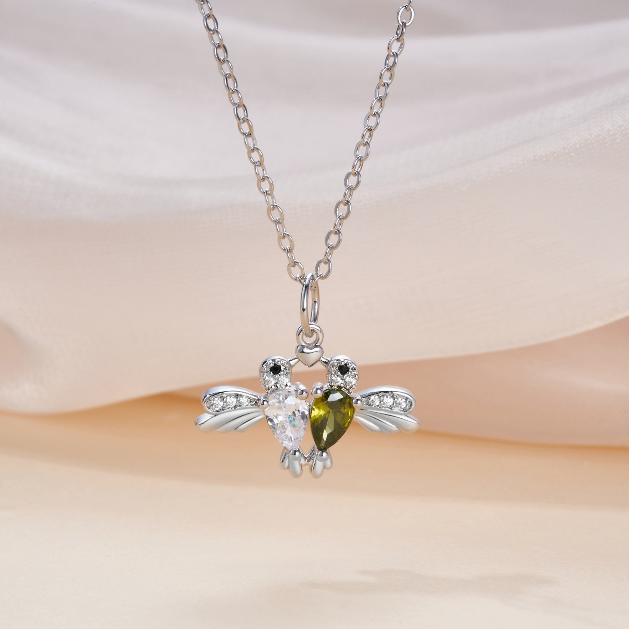 Colibrí personalizado Zircon Collar con piedra de nacimiento Joyería delicada Cumpleaños Aniversario Regalo para Mujeres Colibrí Amantes