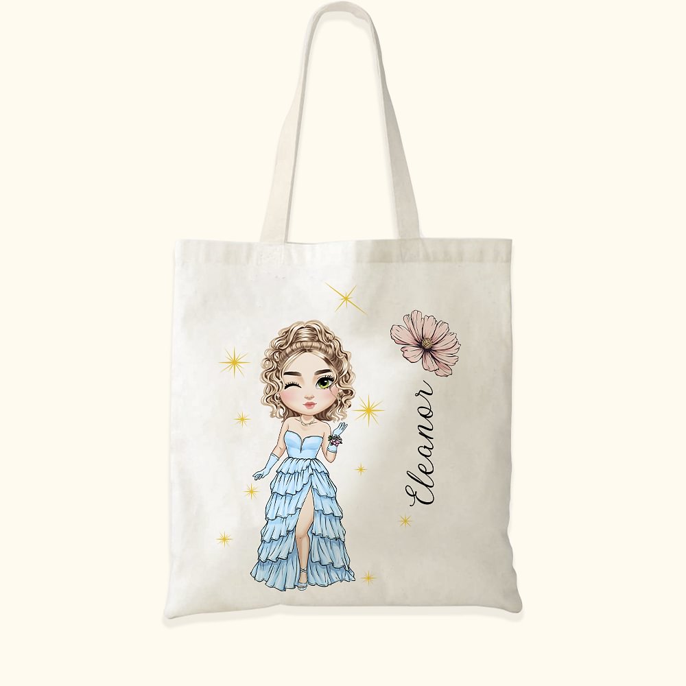 Personalizada Moda Prom Reina Nacimiento Flor Bolsa de lona con nombre bolsa de lona Cumpleaños Graduación Regalo