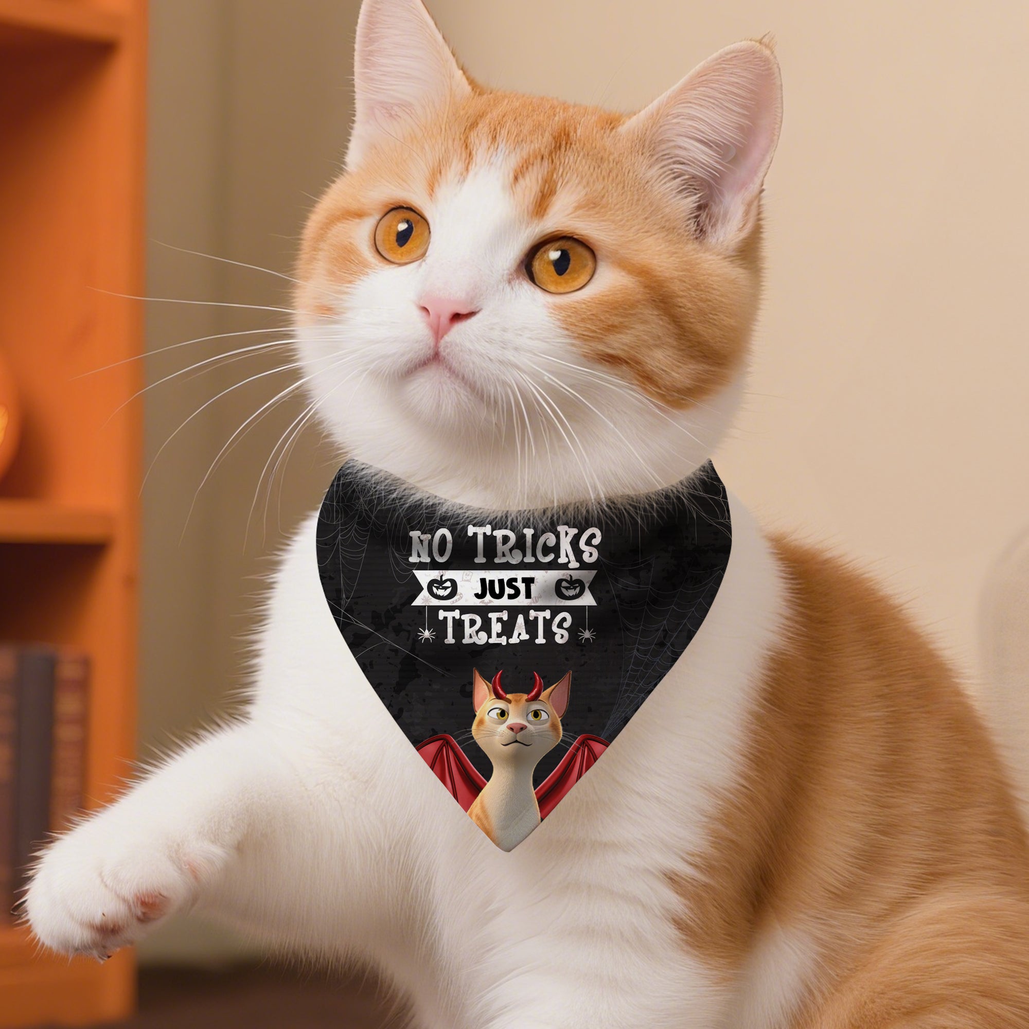 No Tricks Just Treats Devil Wings Cat Dog Soft Pet Bandana Spooky Season Halloween Gift for Pet Lovers Pet Parents