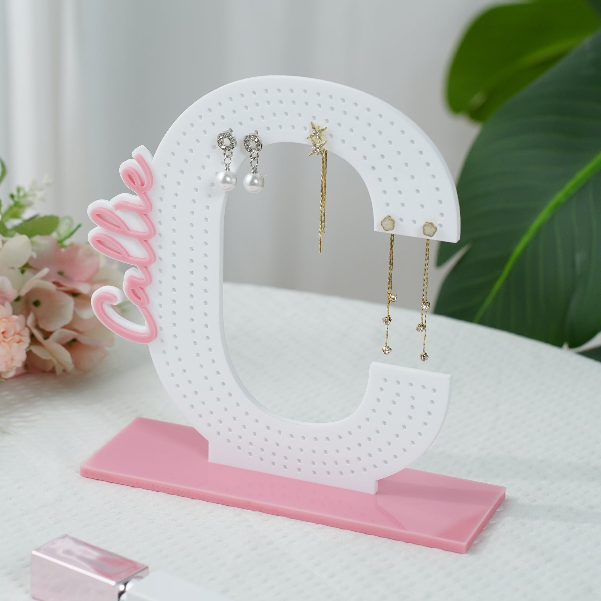 Personalizado Multicolor Nombre Inicial Acrílico Pendiente Titular con Base Pendiente Pantalla Escritorio Decoración Cumpleaños Vacaciones Regalo para las mujeres