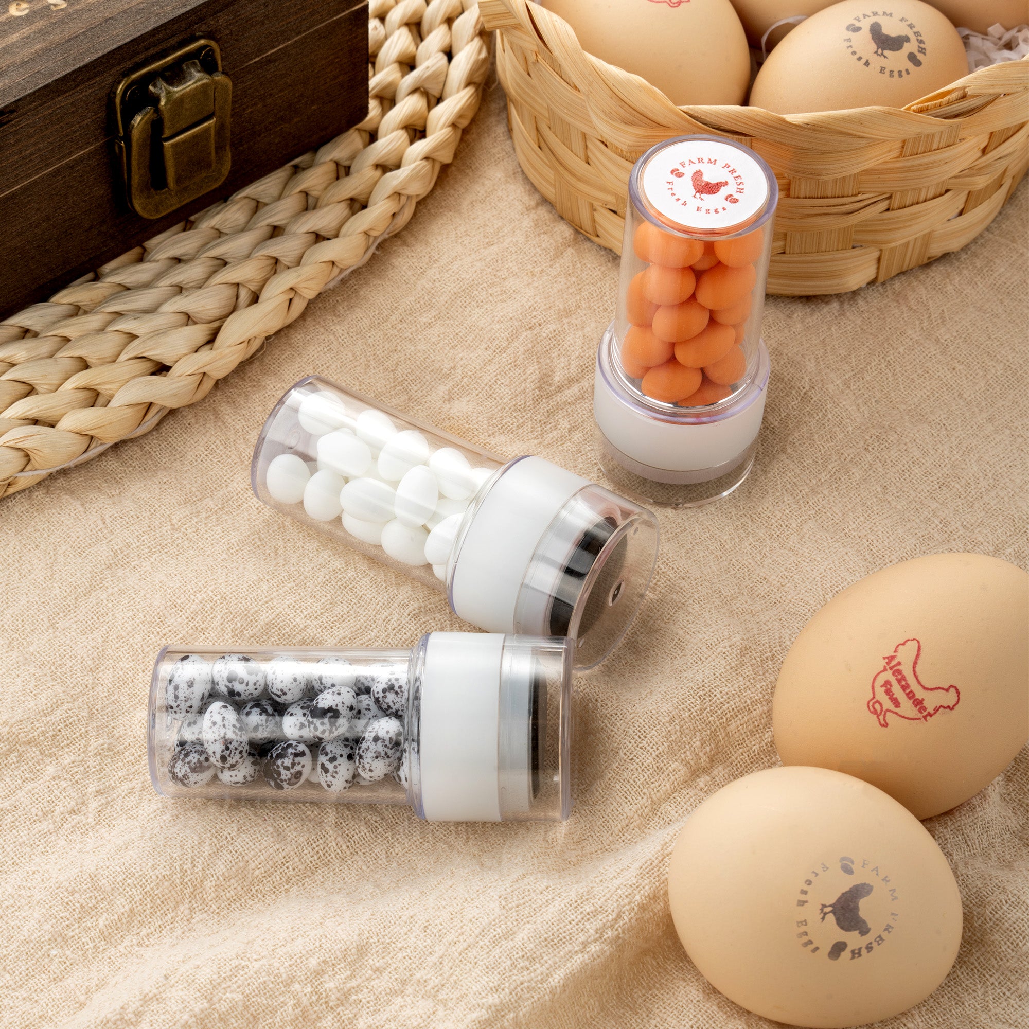 Silueta de gallina personalizada Sello para huevos con nombre Tinta alimentaria y caja de madera Regalo de cumpleaños Pascua para familia Granjero Criador