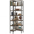 6-Tier L-Shaped Corner Bookshelf with Metal Frame, 60 x 60 x 200 cm, Rustic Brown