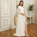 Bridal Wedding Dress Ivory Long Sleeve Long Scoop A-line