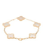 Van Cleef & Arpels 18K Yellow Gold Mother of Pearl 5 Motifs Vintage Alhambra Bracelet