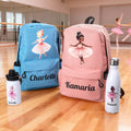 Personalizada de dibujos animados Ballerina Chica Mochila Bolsa de cordón Botella de agua con nombre Deporte Accesorios Vuelta al cole Cumpleaños Regalo para ella Ballet Lover