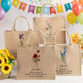 Bolsa de yute grande con nombre, fecha y texto Regalo de cumpleaños y Navidad para mujer
