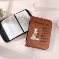 Personalizada de dibujos animados de caracteres de nacimiento Ramo de flores PU cubierta de libro de cuero con el nombre y la Biblia Verso Cumpleaños Regalo de Navidad para las mujeres cristianas