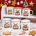 Taza esmaltada personalizada con el nombre de un simpático alce navideño 12 oz Regalo de Navidad para la familia y los niños