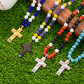 Collar personalizado con una cruz de cuentas de béisbol o softball con un número Regalo de cumpleaños para los amantes de los juegos de pelota