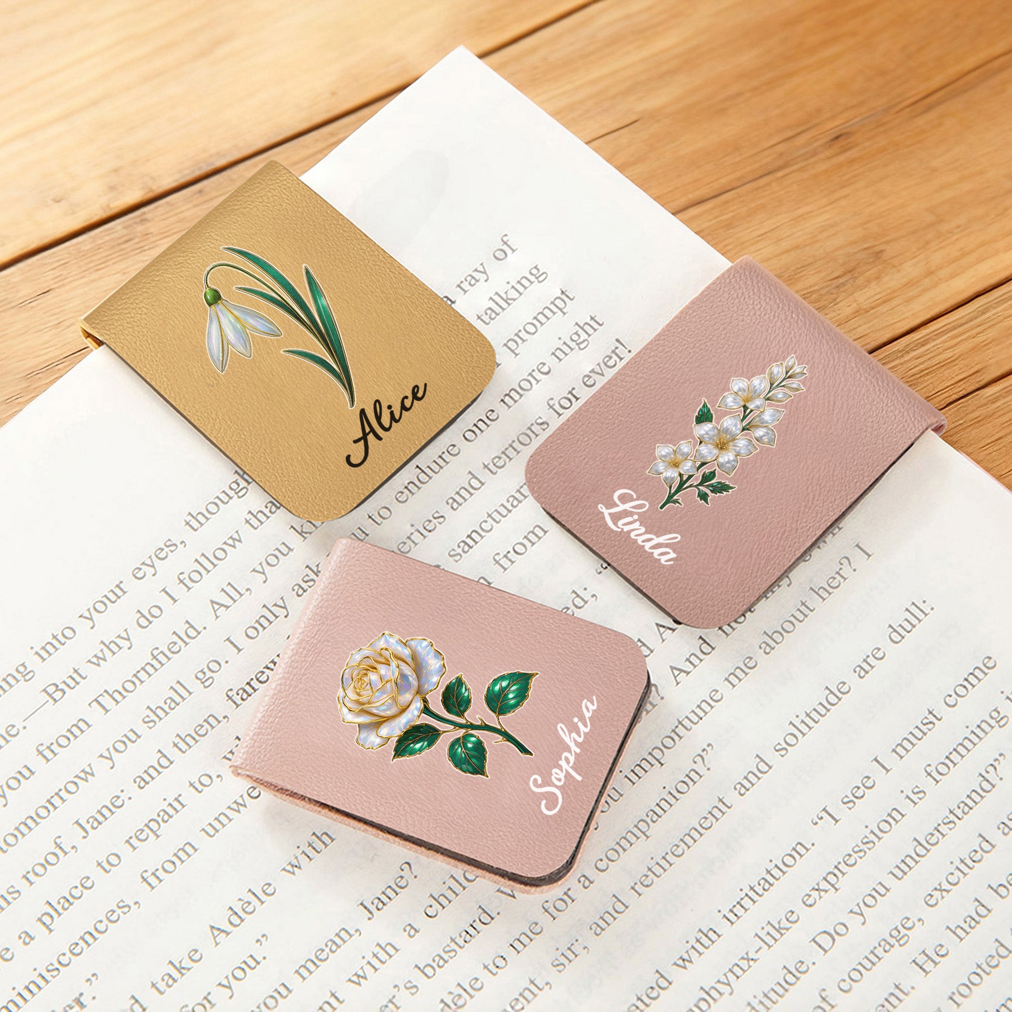 Flor de Nacimiento Personalizada Clip Marcapáginas Magnético Multicolor con Nombre Club de Lectura Regalo de Cumpleaños para Amantes de los Libros Ratones de Biblioteca