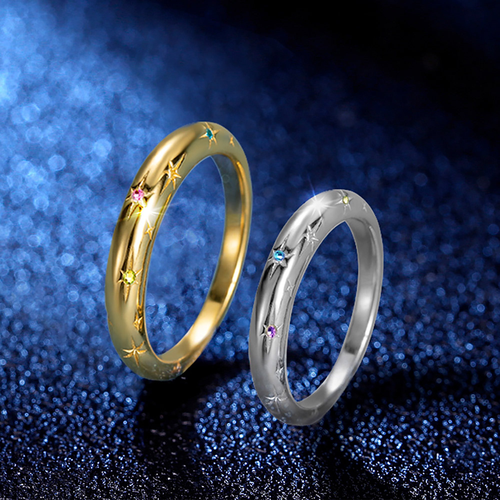 Anillo personalizado de plata de ley Estrella brillante con 1-9 piedras de nacimiento Joyería delicada Cumpleaños Aniversario Regalo de San Valentín para mujer