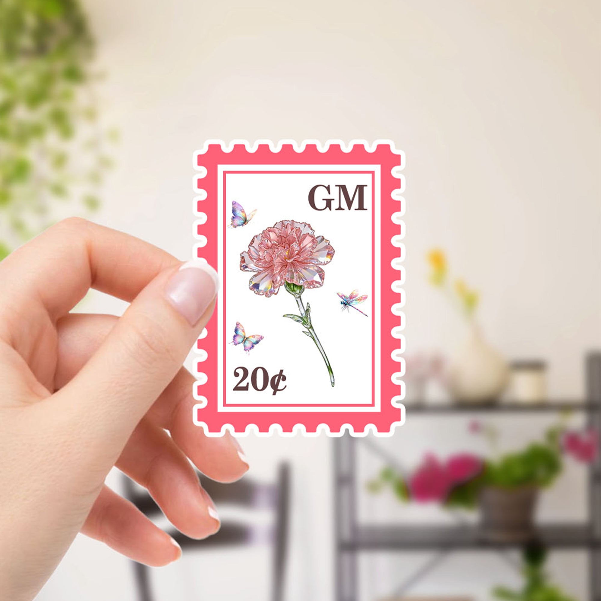 Personalizada de Cristal Nacimiento Flor Sello Postal Diseño Pegatinas con Iniciales Valor nominal Biryhday Regalo para Amigos de la Familia