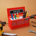 Impresión 3D personalizada Portabolígrafos rojo con nombre de taller Accesorio de oficina Decoración de garaje Regalo de cumpleaños para mecánicos amantes de las herramientas