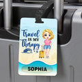 Etiqueta de equipaje de avión personalizada de dibujos animados con nombre y texto Accesorio de viaje Regalo de cumpleaños para familiares y amigos