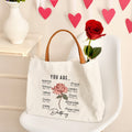 Personalizada Nacimiento Flor Versículo de la Biblia Bolsa de lona con nombre y asa de cuero Accesorios de viaje Bautizo Cumpleaños Regalo para Mujeres Cristianas