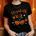 Personalizado Cherry Bow calabaza suave camiseta sudadera con el nombre de desgaste diario espeluznante temporada de Halloween regalo para la familia amigo