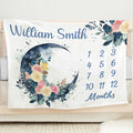 Personalizado Luna Flor Suave manta con nombre Decoración del hogar Baby Shower Cumpleaños Regalo para recién nacido Nueva mamá
