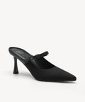 GraceLithe Bow Pointed Toe Heeled Mule - Black / US 12 | EU 44 | UK 10