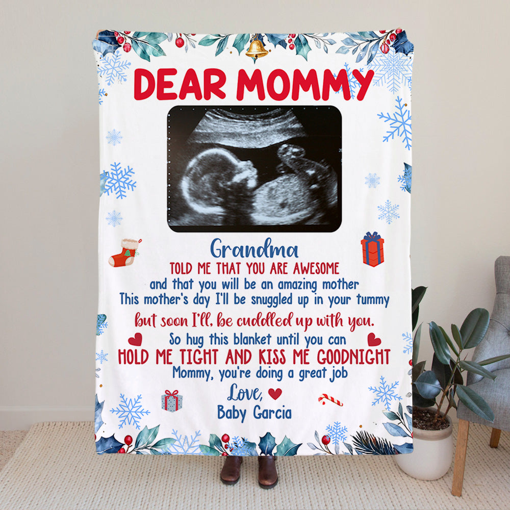 Personalizada Multicolor Ultrasonido Foto Manta de lana suave con nombre Embarazo Baby Shower Room Decor Regalo del Día de la Madre para mamá abuela