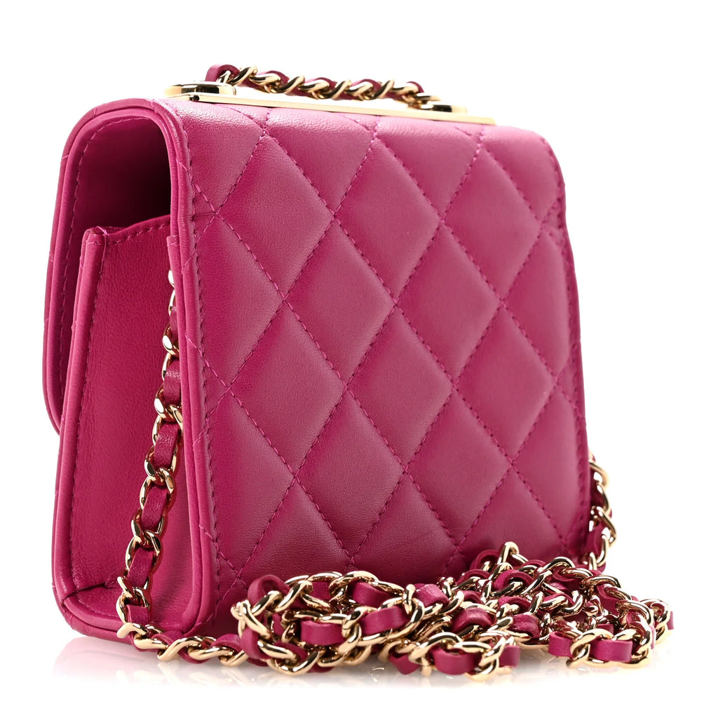 Chanel Lambskin Quilted Mini Trendy CC Clutch With Chain Fuchsia