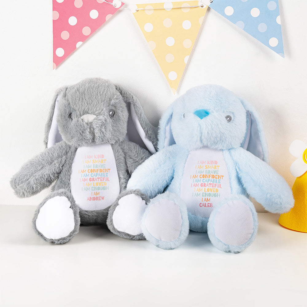 Conejito de peluche personalizado I Am Kind Positive Affirmation con nombre Cumpleaños Bautizo Baby Shower Regalo para niños