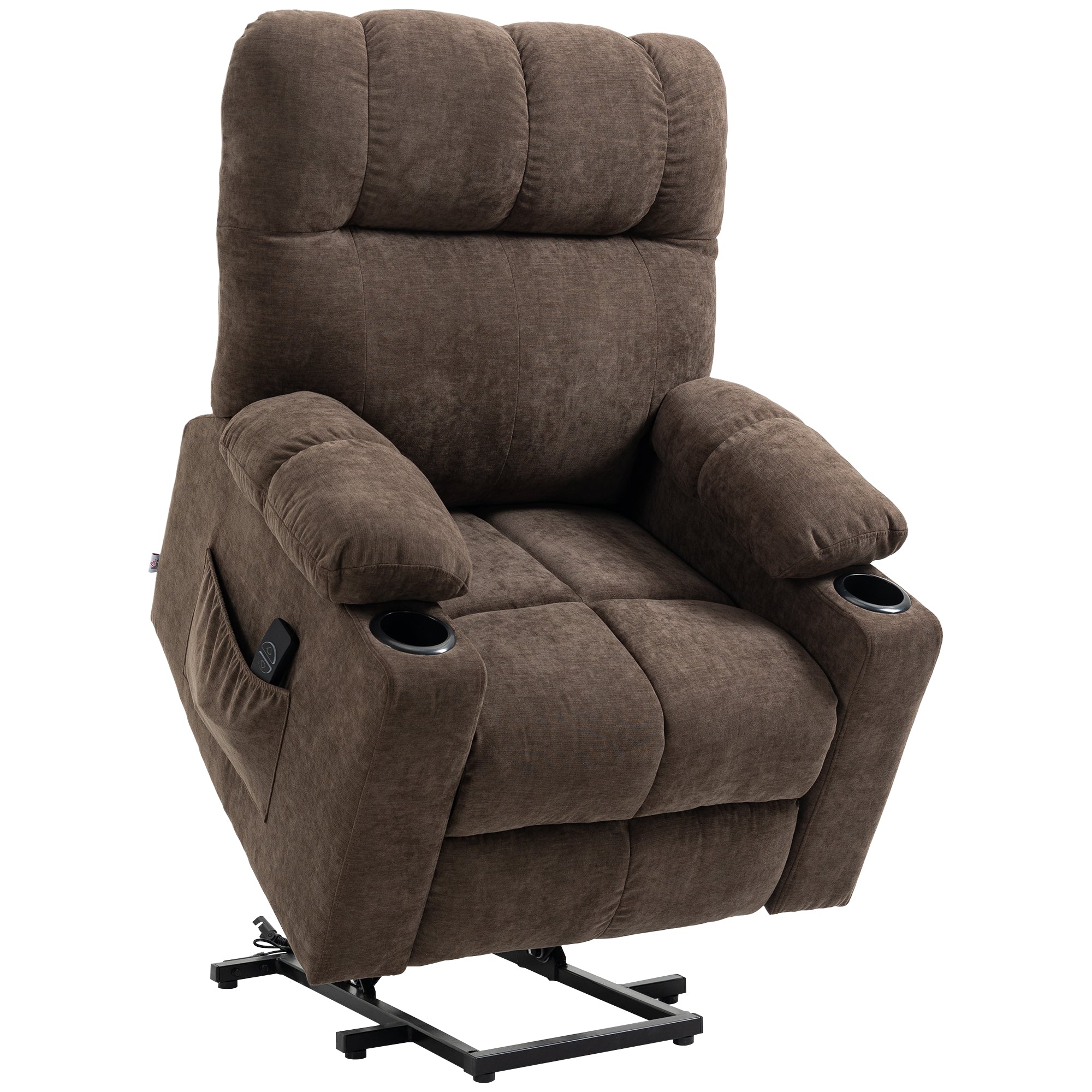Power Lift Chair, Velvet-touch Fabric Recliner Chair, Dark Brown