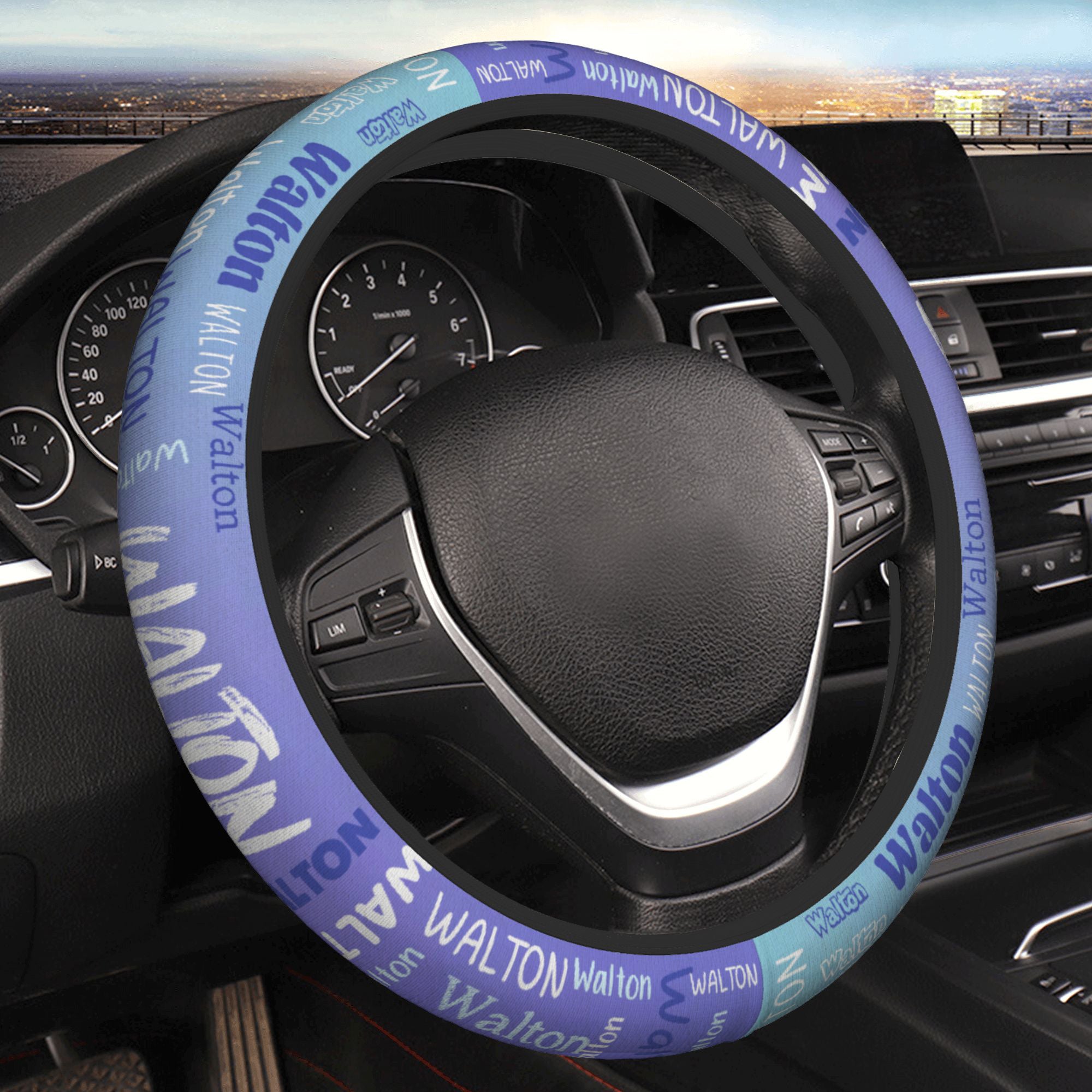 Nube de palabras multicolor personalizada Cubierta del volante del coche con nombre Accesorios de coche Regalo de cumpleaños para los propietarios de automóviles