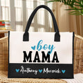 Bolsa de lona grande personalizada Love Heart Boy Girl Mama con 1-6 nombres y forro impermeable Holiday Birthday Gift for Family