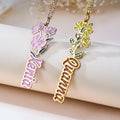 Personalizado Multicolor Dainty Nacimiento Flor Collar con Nombre Cumpleaños Aniversario Regalo para Mujeres Niñas