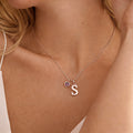 Personalizada Inicial Colgante Collar de Plata de Ley con Corazón Piedra de Nacimiento Joyería Dainty Aniversario Cumpleaños Regalo para Mujeres