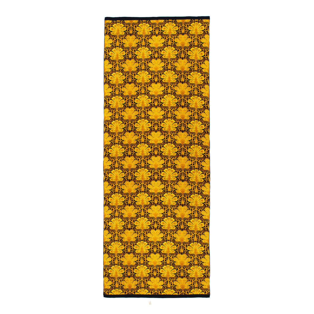 Black Silk Scarf with Ornate Gold Pattern Reims