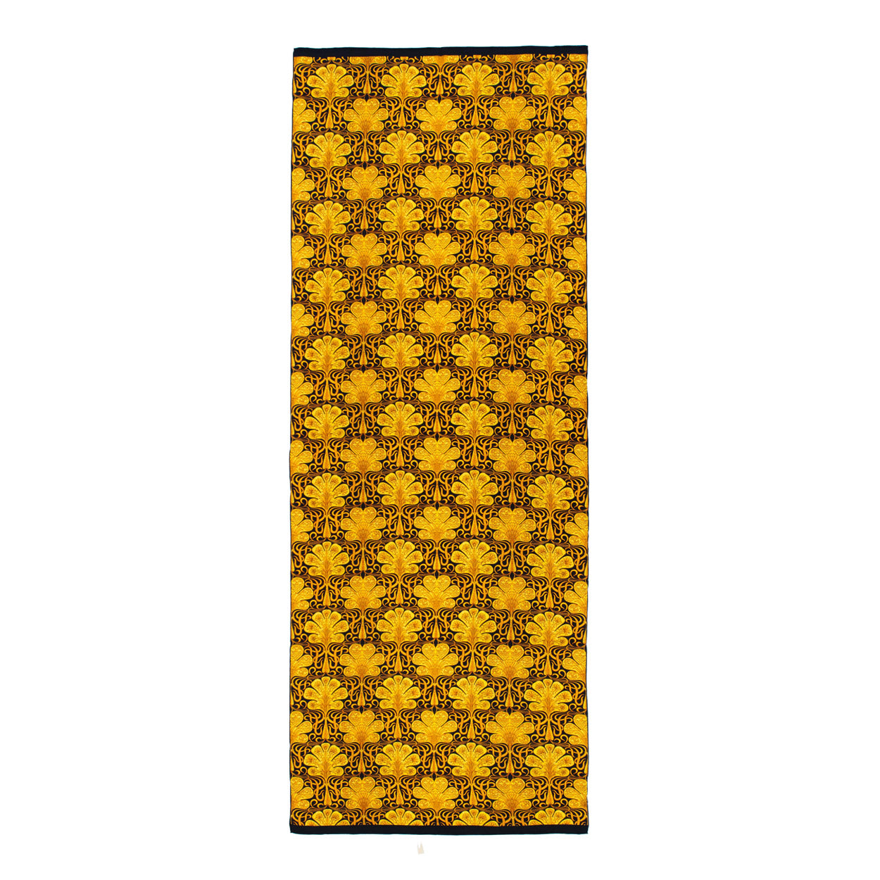 Black Silk Scarf with Ornate Gold Pattern Reims