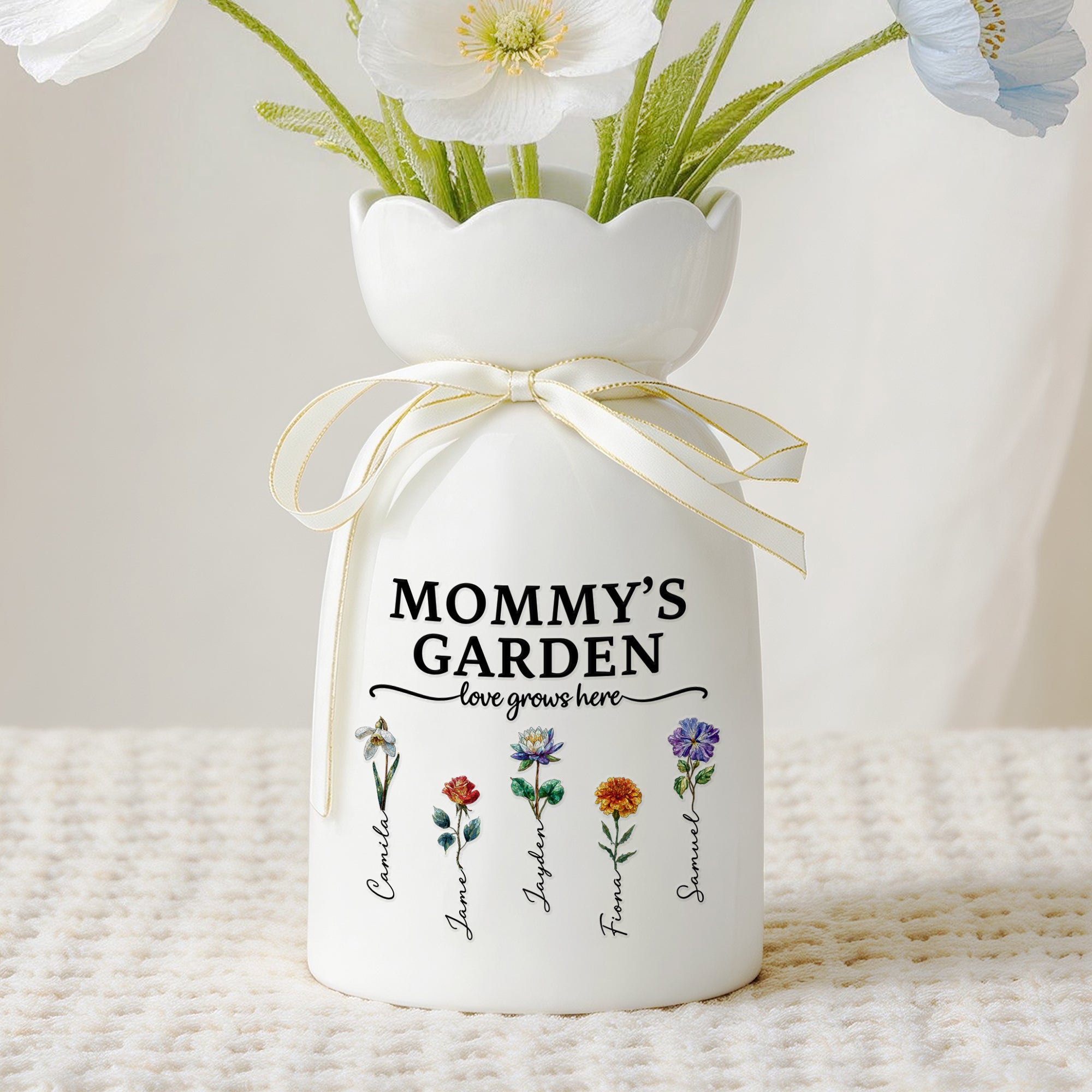 Florero de cerámica personalizado con nombre y título Día de la Madre Cumpleaños Regalo para Mamá Abuela Familia