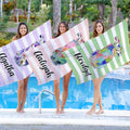 Bolsa de golf personalizada Toalla de playa extragrande de secado rápido a rayas con nombre Accesorio de viaje Regalo de cumpleaños para un amante del golf