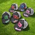 Personalizada Multicolor Nombre Número Fútbol Softball Béisbol Malla Gorra Actividades al aire libre desgaste Día del Juego Regalo de cumpleaños para los amantes de los deportes de pelota