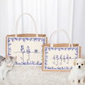 Personalizada Toile De Jouy Estilo Línea Perro Gato Bolsa Grande de Yute con Nombre Cumpleaños Navidad Regalo para Dueño de Mascota
