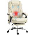 Massage Office Chair, Heated Reclining Computer Chair with Adjustable Height and Footrest, Beige