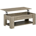 Lift Top Coffee Table with Hidden Storage & Open Shelf, Grey