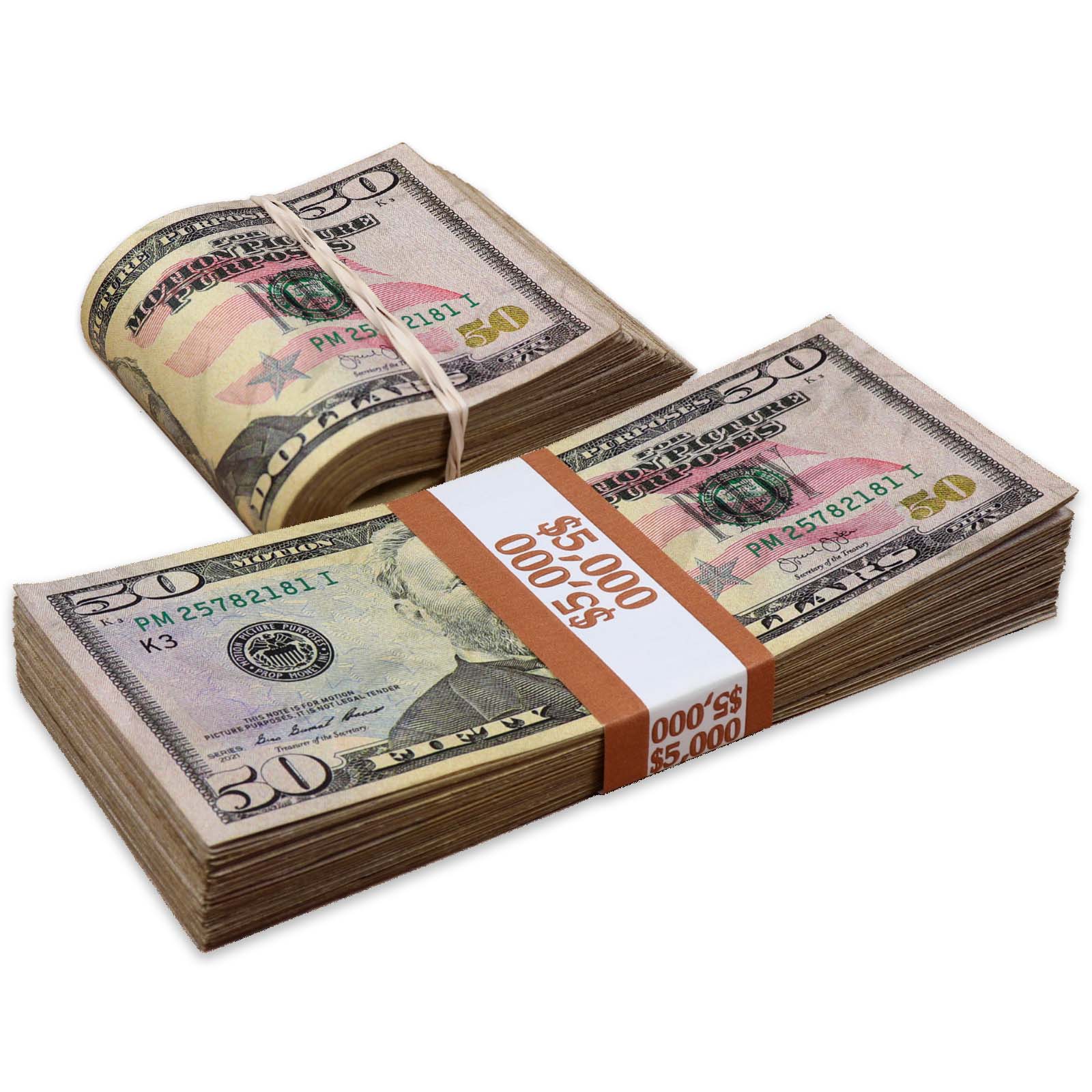 $10,000 RealAged® Full Print New Series Stack & Band Pack By Prop Money Inc.