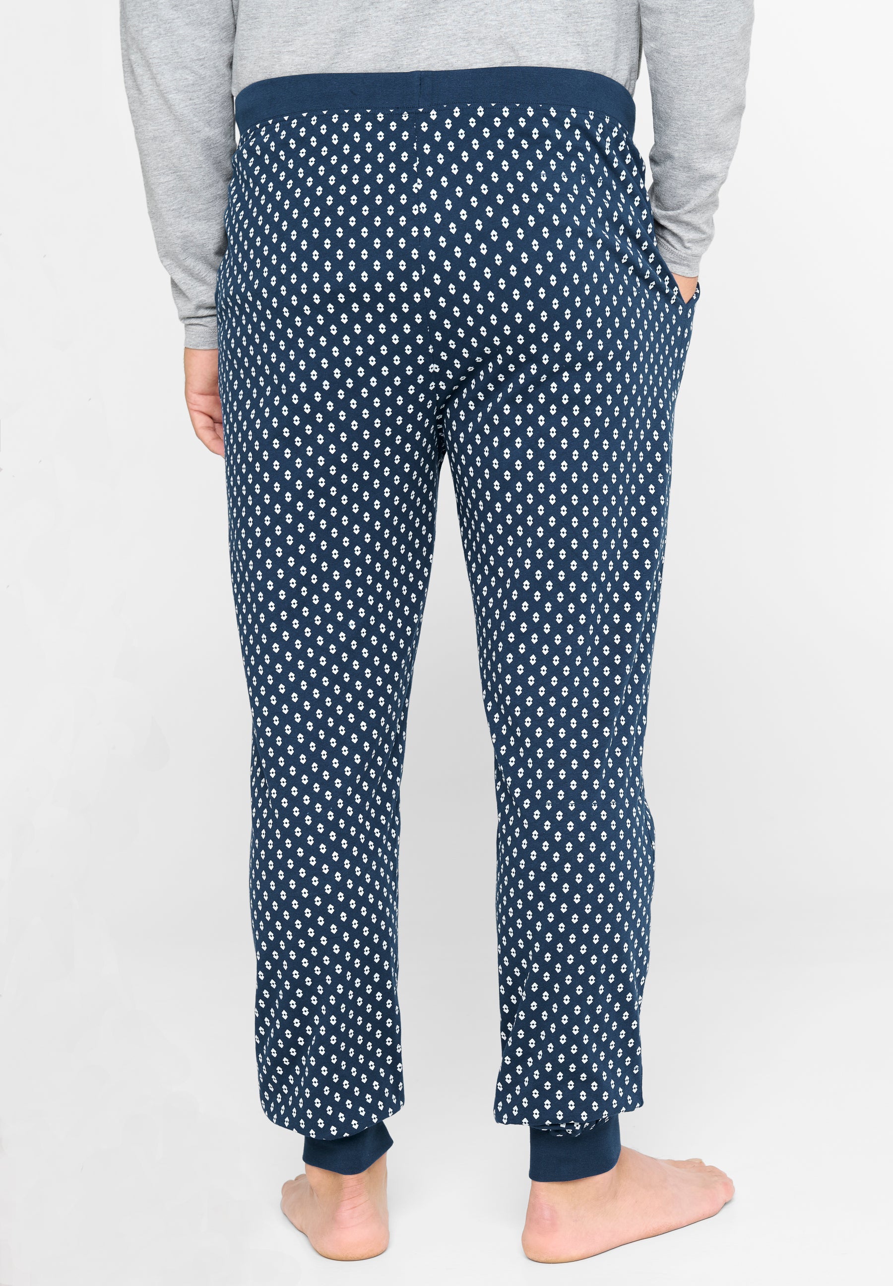 Pantalón Pijama Hombre Largo Algodón Punto Cuadros - Azul 8509_36