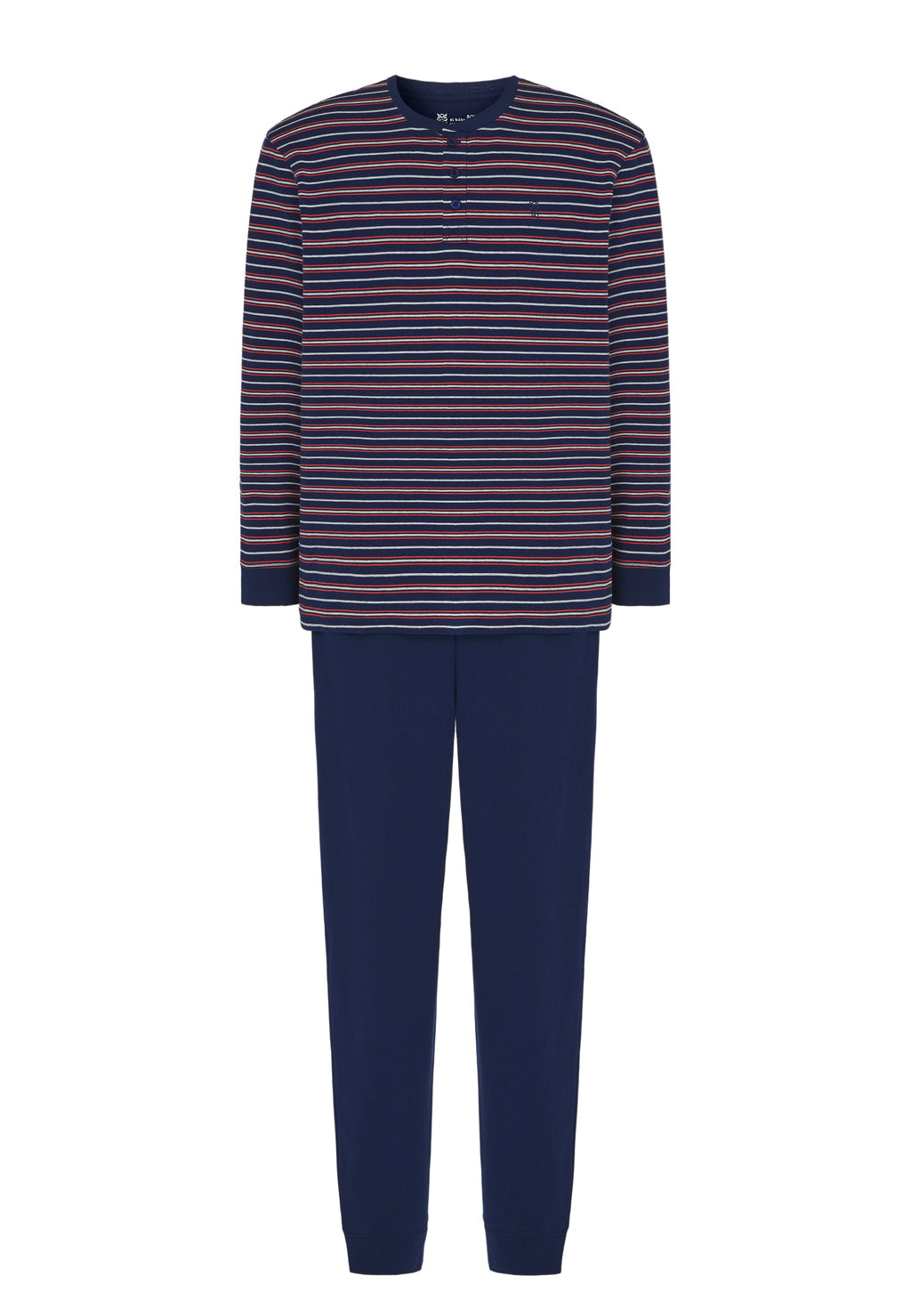 Pijama Hombre Largo Tapeta Algodón Punto Rayas - Azul 5309_39