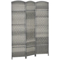 3 Panel 6' Tall Privacy Screen Freestanding Wood Partition, Mixed Gray