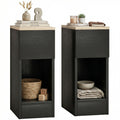 Bedside Tables Set of 2, Modern Side Tables with Drawer and Shelf, Nightstands for Bedroom, Living Room, Black