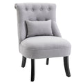 Fabric Single Sofa, Dining Chair with Pillow & Solid Wood Leg for Living Room, Grey