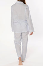 Pijama Mujer Largo Premium Solapa Seda Rayas - Azul 0900_30