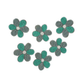6 Petal Flower Shape Beaded Coaster Set of 6 - Turquoise