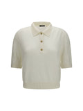 Balmain Merino Wool with Vintage Buttons Polo — White