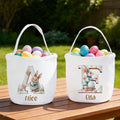 Cesta de Pascua de Huevos de Conejito Personalizada con Nombre e Inicial Fiesta de Pascua Huevos de Caza Regalo para Niños