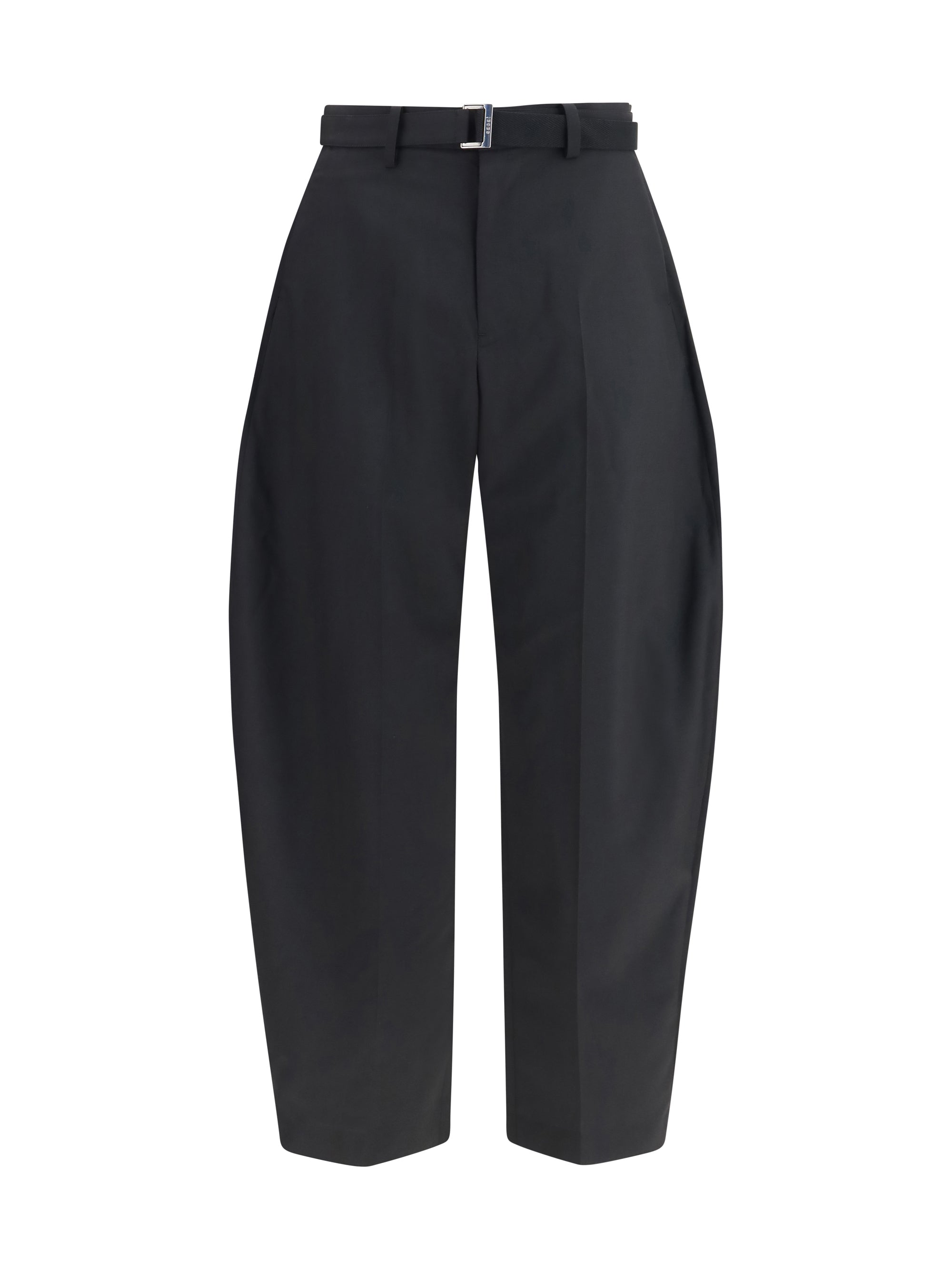 Sacai Wool Tailored with Integrated Belt Trousers — Black